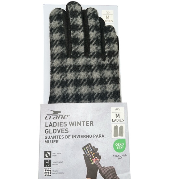 Ladies Winter Gloves, Soft Suede Palm, Smartphone friendly, Stylish Houndstooth - Picture 4 of 5